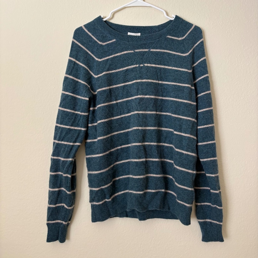 100% Cashmere Garnet Hill Striped Sweater, Size Medium